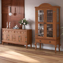 Conjunto Cristaleira Luis XV Alta com Balcão 4 P e 4 G de madeira maciça e MDF