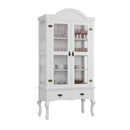 Conjunto Cristaleira Luis XV Alta com Balcão 4 P e 4 G de madeira maciça e MDF