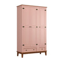 Guarda-Roupa Rústico 3 Portas e 2 Gavetas - Madeira Maciça e MDF