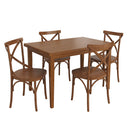 Conjunto sala de jantar com mesa e 4 cadeiras X em Madeira Maciça