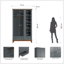 Guarda-Roupa Rústico 3 Portas e 2 Gavetas - Madeira Maciça e MDF