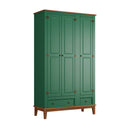 Guarda-Roupa Rústico 3 Portas e 2 Gavetas - Madeira Maciça e MDF