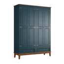 Guarda-Roupa Rústico 4 Portas e 2 Gavetas - Madeira Maciça e MDF