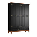 Guarda-Roupa Rústico 4 Portas e 2 Gavetas - Madeira Maciça e MDF