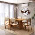 Conjunto Sala de Jantar Com Mesa e 6 Cadeiras Madeira Maciça Rose - 160 x 90cm